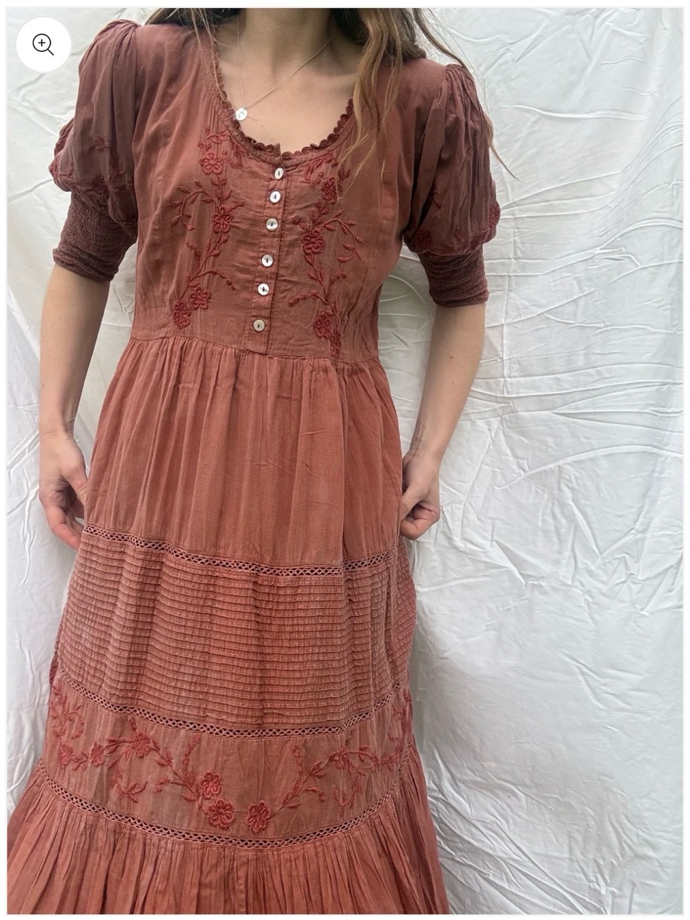 PRELOVED - 100% RECYCLED COTTON - AUGUSTINE MAXI DRESS DESERT CLAY S